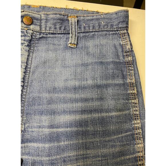 Vintage Red Snap Flare Jeans 1970s High Waist Wide Leg Bell Bottom Jeans Size 6 - Picture 13 of 16